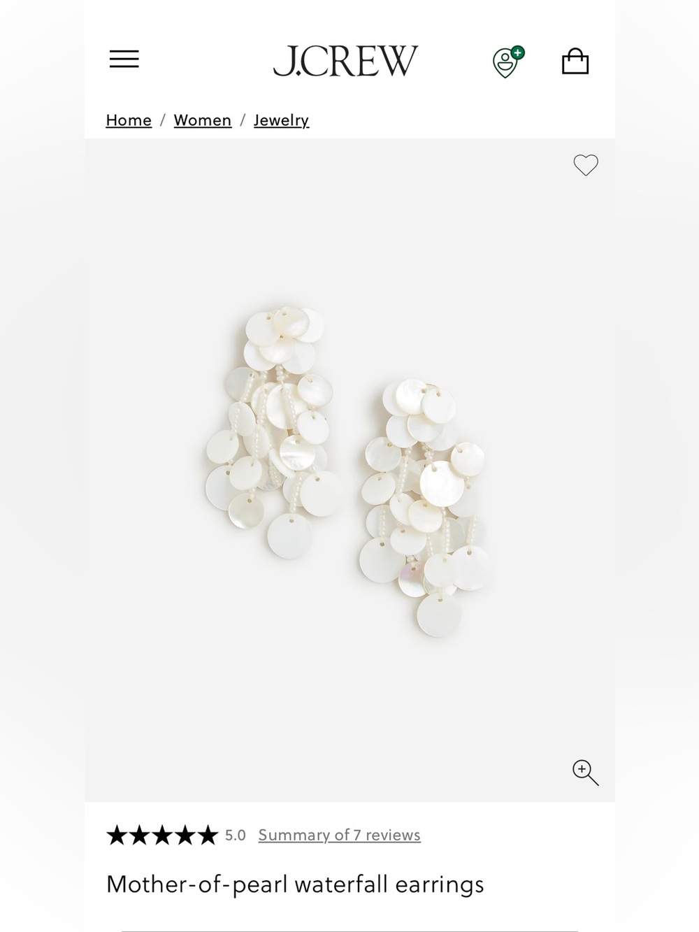 J.Crew Mother of pearl waterfall earrings